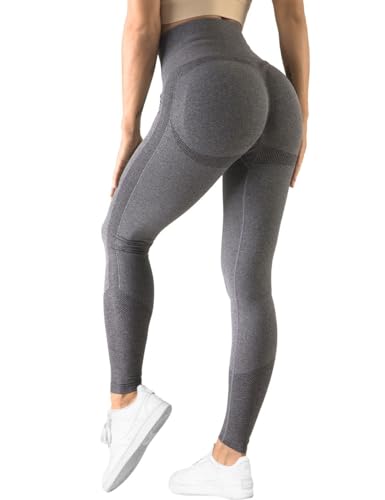 TAYOEA Sport Leggings Damen Nahtlose Scrunch Leggings Hohe Taille Fitnesshose Gym Yogahose Booty Lifting Push up Workout Blickdicht Sporthose Grau, M von TAYOEA