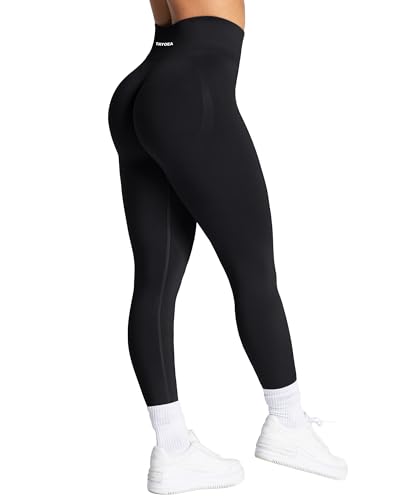 TAYOEA Sport Leggings Damen mit Scrunch Butt Push Up Booty Lifting Sporthose Blickdichte Nahtlos sportleggins für Yoga Gym Alltag Schwarz,S von TAYOEA