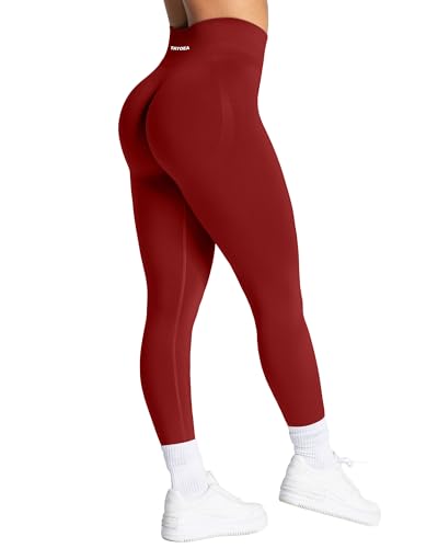 TAYOEA Sport Leggings Damen mit Scrunch Butt Push Up Booty Lifting Sporthose Blickdichte Nahtlos sportleggins für Yoga Gym Alltag Weinrot,M von TAYOEA