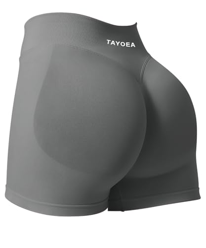 TAYOEA Sport Shorts Damen Scrunch Kurze Sporthose Push Up Kurze Leggings Butt Lifting Gym Short Nahtlose Workout Radlerhose Damen Grau,M von TAYOEA