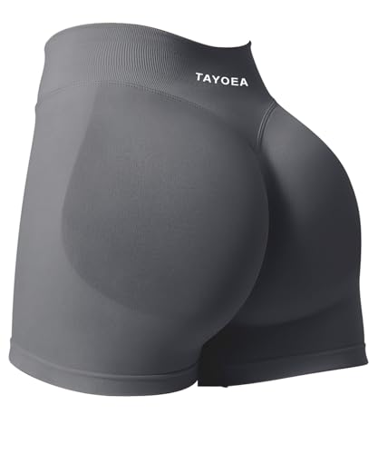 TAYOEA Sport Shorts Damen Scrunch Kurze Sporthose Push Up Kurze Leggings Butt Lifting Gym Short Nahtlose Workout Radlerhose Damen Grau,S TAYOEA Sport Shorts Damen Scrunch Kurze Sporthose Push Up Kurze Leggings Butt Lifting Gym Short Nahtlose Workout Radlerhose Damen Grau,S von TAYOEA