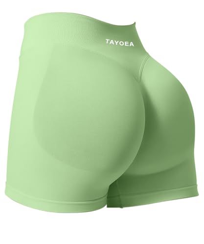 TAYOEA Sport Shorts Damen Scrunch Kurze Sporthose Push Up Kurze Leggings Butt Lifting Gym Short Nahtlose Workout Radlerhose Damen Grün,S von TAYOEA