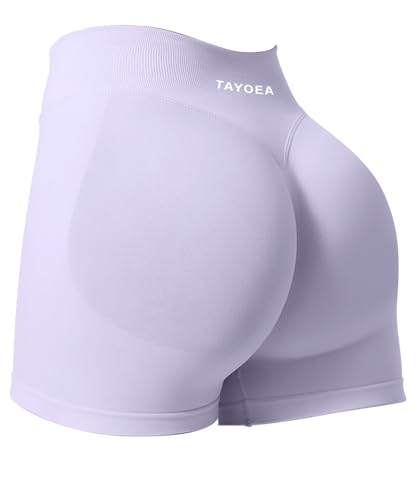 TAYOEA Sport Shorts Damen Scrunch Kurze Sporthose Push Up Kurze Leggings Butt Lifting Gym Short Nahtlose Workout Radlerhose Damen Hellviolett,S von TAYOEA