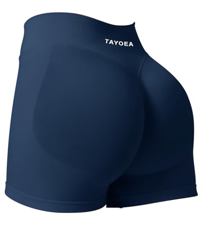 TAYOEA Sport Shorts Damen Scrunch Kurze Sporthose Push Up Kurze Leggings Butt Lifting Gym Short Nahtlose Workout Radlerhose Damen Navyblau,M von TAYOEA