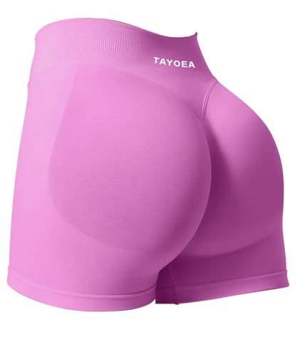 TAYOEA Sport Shorts Damen Scrunch Kurze Sporthose Push Up Kurze Leggings Butt Lifting Gym Short Nahtlose Workout Radlerhose Damen Rose,M von TAYOEA