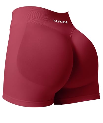 TAYOEA Sport Shorts Damen Scrunch Kurze Sporthose Push Up Kurze Leggings Butt Lifting Gym Short Nahtlose Workout Radlerhose Damen Scharlachrot,L TAYOEA Sport Shorts Damen Scrunch Kurze Sporthose Push Up Kurze Leggings Butt Lifting Gym Short Nahtlose Workout Radlerhose Damen Scharlachrot,L von TAYOEA