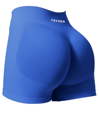 TAYOEA Sport Shorts Damen Scrunch Kurze Sporthose Push Up Kurze Leggings Butt Lifting Gym Short Nahtlose Workout Radlerhose Damen Schatzblau,M von TAYOEA