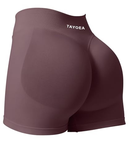 TAYOEA Sport Shorts Damen Scrunch Kurze Sporthose Push Up Kurze Leggings Butt Lifting Gym Short Nahtlose Workout Radlerhose Damen Schwarze Kirsche,XS von TAYOEA