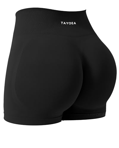 TAYOEA Workout-Shorts für Damen, Scrunch Butt Booty Lifting, nahtlos, Biker-Shorts für Fitnessstudio, Athletik, Yoga, Schwarz, X-Groß TAYOEA Workout-Shorts für Damen, Scrunch Butt Booty Lifting, nahtlos, Biker-Shorts für Fitnessstudio, Athletik, Yoga, Schwarz, X-Groß von TAYOEA