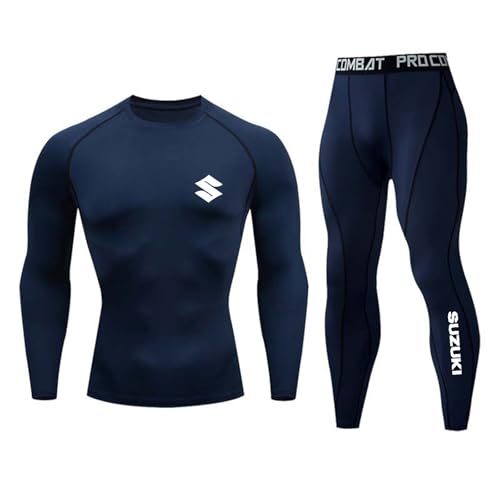 TAYOTU Funktionswäsche Herren SU. ZU. KI, Kompressionsshirt+Hose, Unterwäsche Männer für Motorrad Warme, Skifahren(Blue,S) von TAYOTU