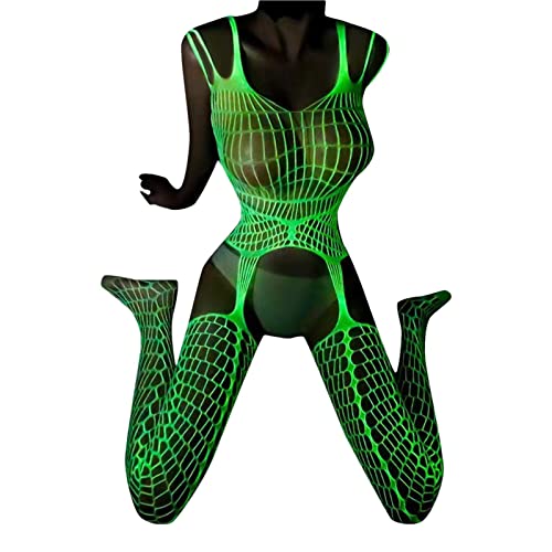 Im Dunkeln Leuchtende Netzstrümpfe | Fischnetzstrumpf Für Frauen, Sexy Weibliche Leggings Mit Hoher Taille Für Cosplay-Party, Leuchtende Netzstrumpfhose, Strumpfhosen von TAYSTE