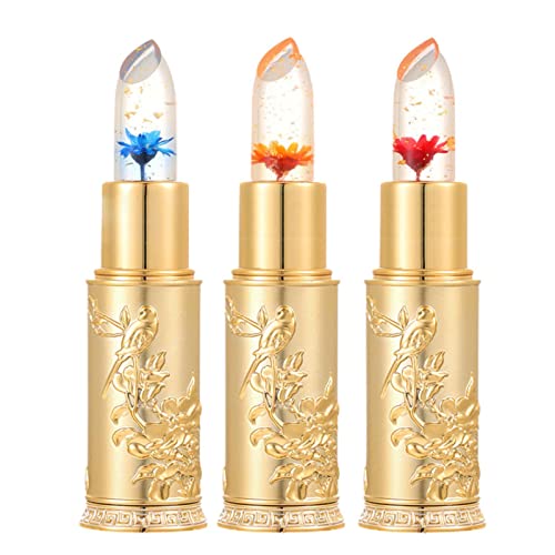 Kristallblumen-Jelly-Lippenstift, Magischer Farbwechsel-Lippenstift, PH-Temperatur-Jelly-Lippenstift, Nahrhafter Feuchtigkeits-Lippenbalsam, Langlebig, Make-up-Geschenkset Für Frauen Und Mädchen von TAYSTE