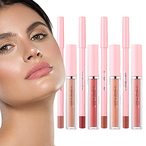 Lipgloss-Set,Lippenkonturenstift und Lippenstift-Set | Matter Lipgloss, glatter Lipliner, wasserfester, langlebiger Lipgloss für Mädchen und Frauen, Lippen, Make-up-Geschenkset Tayste von TAYSTE