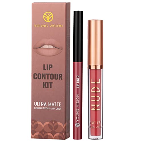 Lipliner und Lippenstift-Set,Flüssiger Lippenstift und Lip Liner aus mattem Samt, 2er-Set | Lip Gloss Lip Stain Make-up Geschenkset, wasserfeste, langanhaltende Lippentönung für Tayste von TAYSTE