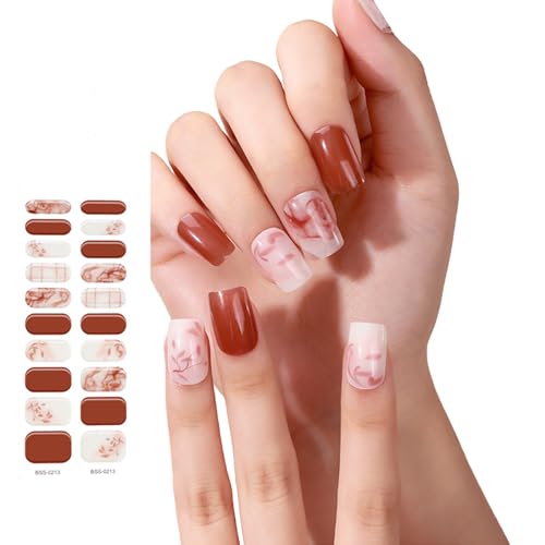 20 Stück Nagellackstreifen Langlebige Halb Ausgehärtete Nagelaufkleber Mit Weichem Glänzendem Gel Finish Für Anfängerinnen Frauen Und Mädchen von TAZIZI
