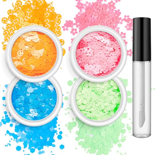 4 Box Nails Art Glitzer Pailletten Nagelflocken Entworfen Fantasy Nägel Kunstzubehör Für Frauen Und Mädchen Glitzernde Maniküre von TAZIZI