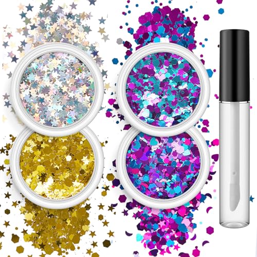 4 Box Nails Art Glitzer Pailletten Nagelflocken Entworfen Fantasy Nägel Kunstzubehör Für Frauen Und Mädchen Glitzernde Maniküre von TAZIZI