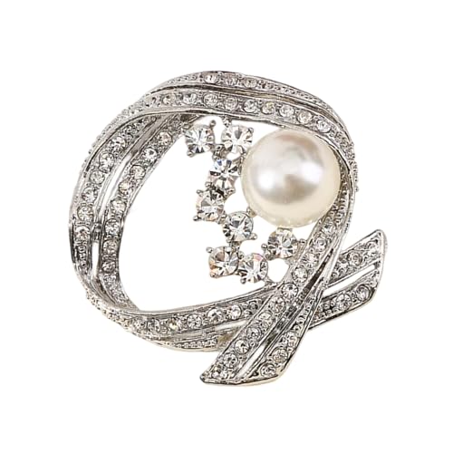 Brosche aus robuster Legierung mit Perlen und Strasssteinen, für Abendkleid, Partykleid, elegantes Accessoire, sicherer Steckverschluss, vielseitiges Accessoire, Brosche für Taschen, Einheitsgröße von TAZIZI