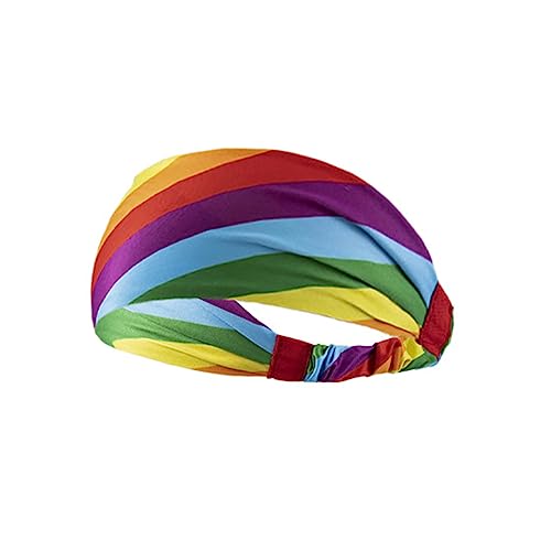 Elastisches Stirnband mit Regenbogen-Druck, Sport-Haarbänder, Yoga, Sport, Kostümzubehör, Headwrap Stirnband, Regenbogen-Druck von TAZIZI