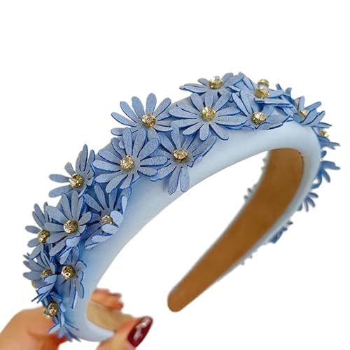 Elegantes Stoff-Blumen-Haarband für Damen, breites Stirnband, Strass-Blumen-Haarreif, Party-Kopfschmuck, Hochzeitshaarband von TAZIZI