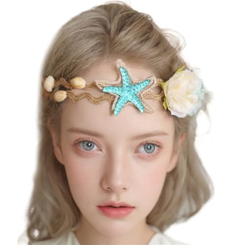 Haarband im Bohemian-Stil, Blumen- und Seestern-Haarband für Fotografie, ethnisches Haarband für Mädchen, Frauen, Hochzeit, Party, Schmuck von TAZIZI