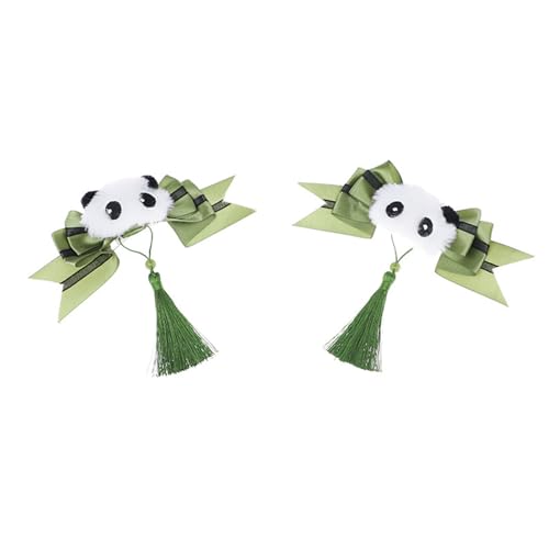 Haarspange mit Panda-Schleifen, Quasten, Haarschmuck, Haarschmuck für Damen und Mädchen, Retro-Uniform-Stil; Haarnadel von TAZIZI