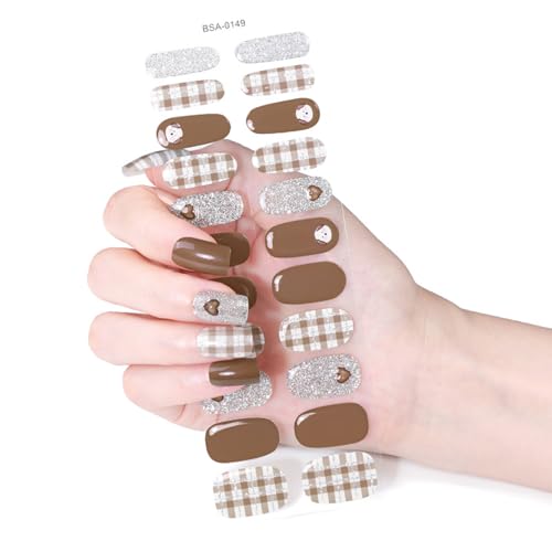 Plaids Nails Art Sticker Schmetterling Gele Nails Strips Nagellackstreifen Gele Nails Wraps Nails Art Dekoration von TAZIZI