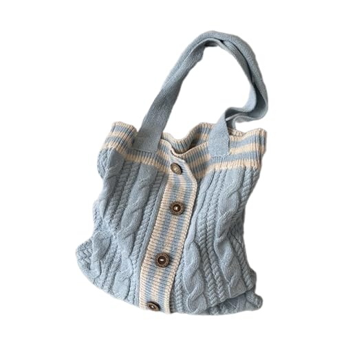 Schultertasche, gestrickt, vielseitig einsetzbar, große Kapazität, Einkaufstasche, modische Handtasche für Mädchen, Damen, trendige Tasche, LB, 36x38x6cm von TAZIZI