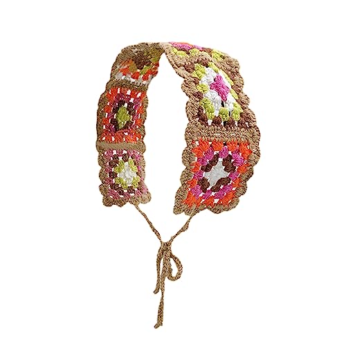 Sonnenfestes Damen-Haarband mit Blume, gehäkelt, rechteckig, niedlich, elastisch, Haarbänder, Turban, Frühlings-Haar-Zubehör von TAZIZI