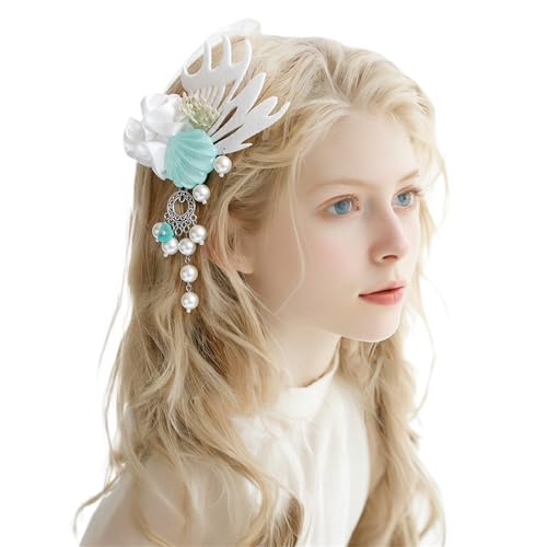 Strandblumen-Haarspange für Mädchen, Kinder, Haarnadeln, Muschel-Haarspange, Perlen mit Muschel, handgefertigte Haarnadeln, Blumen-Haarnadeln von TAZIZI