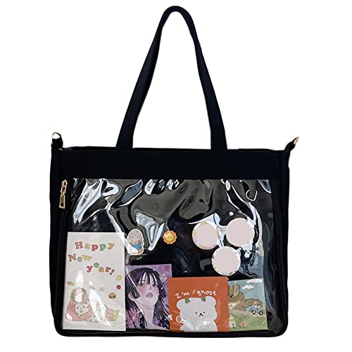 TAZIZI Transparente Handtasche, japanische JK, süße Schultertaschen für Damen und Mädchen, große Kapazität, Segeltuch, Uniform, Crossbody-Tasche, Einkaufstasche, BK, Einheitsgröße von TAZIZI