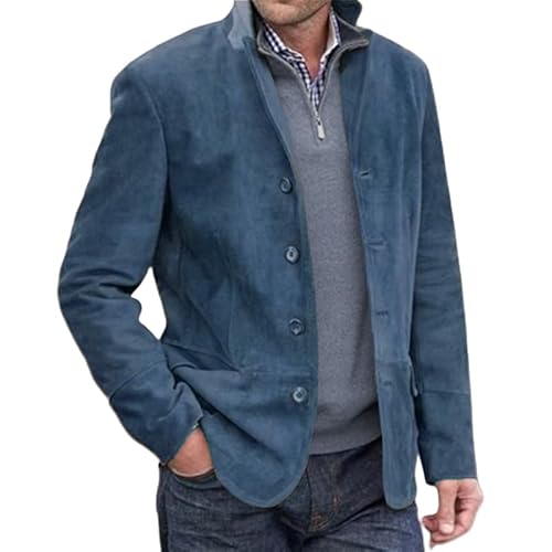 TBCAZEE Herren Vintage Blazer Jacken Revers Sportmantel Jacke Kunstwildlederjacke Westernjacke Für Männer Smart Casual Jacke Herbst Winter Oberbekleidung Blau M TBCAZEE Herren Vintage Blazer Jacken Revers Sportmantel Jacke Kunstwildlederjacke Westernjacke Für Männer Smart Casual Jacke Herbst Winter Oberbekleidung Blau M von TBCAZEE