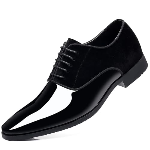 TBDZBXT Herren Smoking Lackleder Klassische Samt Schnürschuhe Business Kleid Schuhe, Schwarz, 41 EU von TBDZBXT
