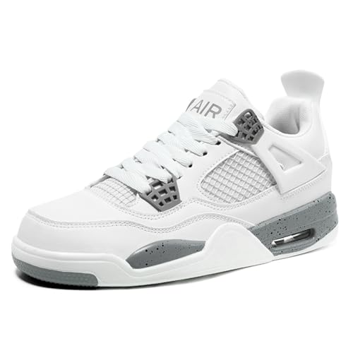 TBJ Air 4 Retro Sneaker Herren Damen Schuhe Skateboardschuhe Laufschuhe TurnschuheBasketball Schuhe Sportschuhe EU 37 Weißes Grau-J von TBJ
