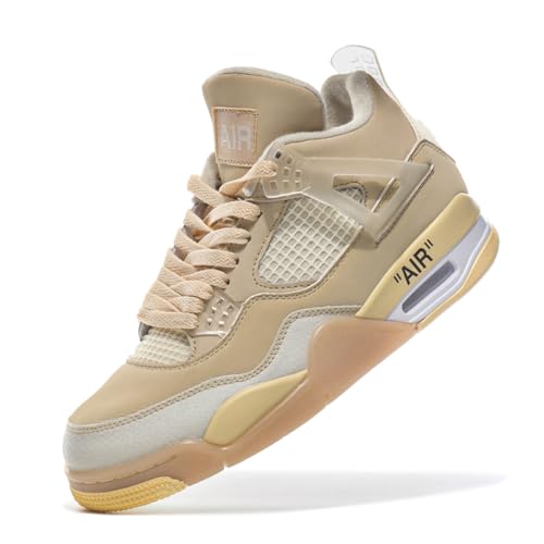 TBJ Air 4 Retro Sportschuhe Herren Damen | Skateboarding & Basketballschuhe | Bequeme Turnschuhe mit Hohem Komfor Beige Gelb EU36 von TBJ