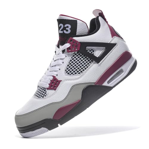 TBJ Air 4 Retro Sportschuhe Herren Damen | Skateboarding & Basketballschuhe | Bequeme Turnschuhe mit Hohem Komfor EU40 Weiß Violett von TBJ