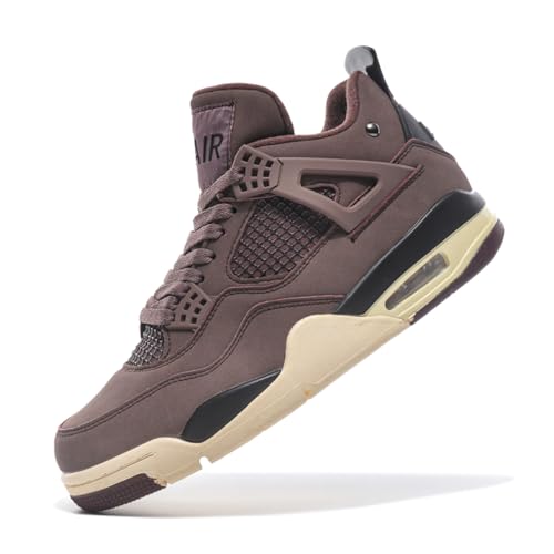 TBJ Air 4 Retro Sportschuhe Herren Damen | Skateboarding & Basketballschuhe | Bequeme Turnschuhe mit Hohem Komfor EU42 Schokoladenfarbe von TBJ