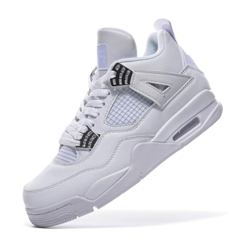 TBJ Air 4 Retro Sportschuhe Herren Damen | Skateboarding & Basketballschuhe | Bequeme Turnschuhe mit Hohem Komfor EU43 Weiß von TBJ
