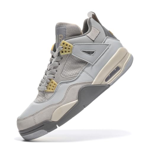 TBJ Air 4 Retro Sportschuhe Herren Damen | Skateboarding & Basketballschuhe | Bequeme Turnschuhe mit Hohem Komfor EU45 Grau von TBJ