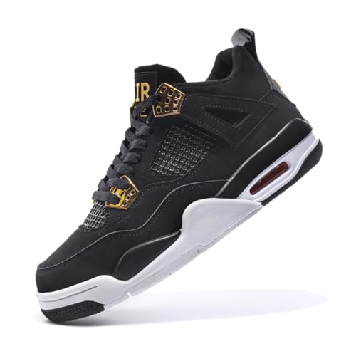 TBJ Air 4 Retro Sportschuhe Herren Damen | Skateboarding & Basketballschuhe | Bequeme Turnschuhe mit Hohem Komfor Gelb schwarz EU45 von TBJ