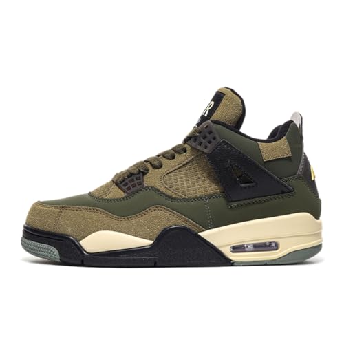 TBJ Air 4 Retro Sportschuhe Herren Damen | Skateboarding & Basketballschuhe | Bequeme Turnschuhe mit Hohem Komfor Olivengrün EU38 von TBJ