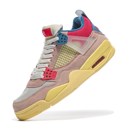 TBJ Air 4 Retro Sportschuhe Herren Damen | Skateboarding & Basketballschuhe | Bequeme Turnschuhe mit Hohem Komfor Rosa Rot Blau EU41 von TBJ