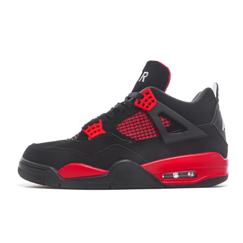 TBJ Air 4 Retro Sportschuhe Herren Damen | Skateboarding & Basketballschuhe | Bequeme Turnschuhe mit Hohem Komfor Rot schwarz EU44 von TBJ