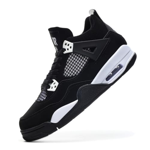 TBJ Air 4 Retro Sportschuhe Herren Damen | Skateboarding & Basketballschuhe | Bequeme Turnschuhe mit Hohem Komfor Schwarz Weiß EU45 von TBJ
