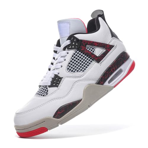 TBJ Air 4 Retro Sportschuhe Herren Damen | Skateboarding & Basketballschuhe | Bequeme Turnschuhe mit Hohem Komfor Schwarz Weiß Rot EU37 von TBJ