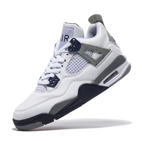TBJ Air 4 Retro Sportschuhe Herren Damen | Skateboarding & Basketballschuhe | Bequeme Turnschuhe mit Hohem Komfor Weiß Blau Grau EU42 von TBJ