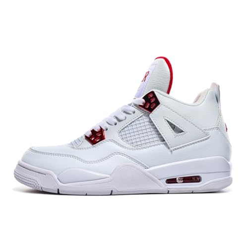 TBJ Air 4 Retro Sportschuhe Herren Damen | Skateboarding & Basketballschuhe | Bequeme Turnschuhe mit Hohem Komfor Weiß Rot EU38 von TBJ
