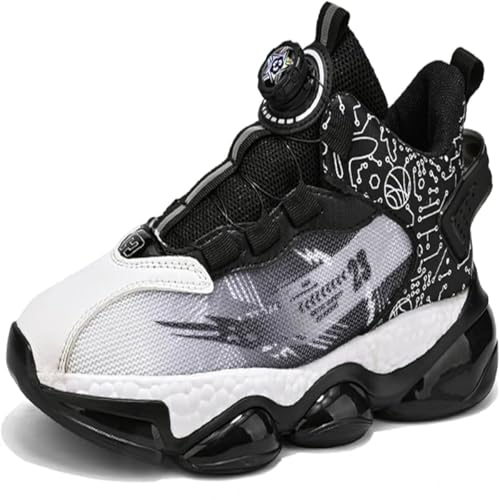 TBJ Basketballschuhe für Teenager mit Drehverschluss - Atmungsaktive & Bequeme Outdoor-Sneaker mit Rutschfester Sohle Schwarz EU44 von TBJ