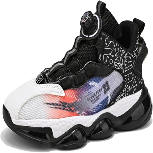 TBJ Basketballschuhe für Teenager mit Drehverschluss - Atmungsaktive & Bequeme Outdoor-Sneaker mit Rutschfester Sohle SchwarzOrange EU40 von TBJ
