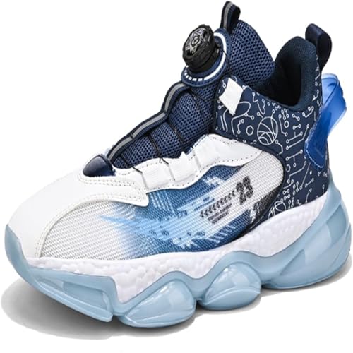 TBJ Basketballschuhe für Teenager mit Drehverschluss - Atmungsaktive & Bequeme Outdoor-Sneaker mit Rutschfester Sohle Schwarzblau EU39 von TBJ